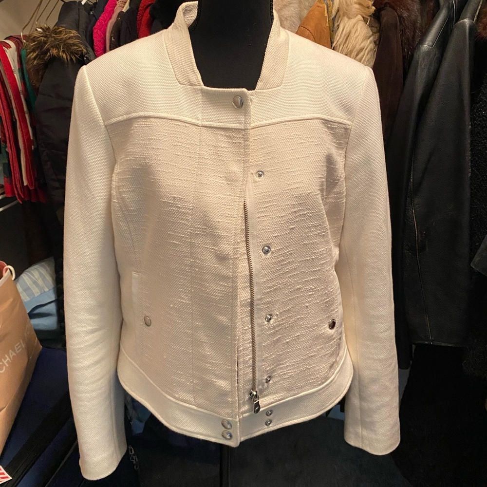 Banana Republic cream colored moto style jacket